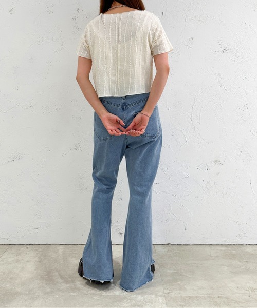 apres jour mignon(アプレジュールミニョン)の「カットジャガードTシャツ【ZOZOTOWN限定アイテム】(Tシャツ/カットソー・レディース・ブラック/アイボリー/グリーン・X-LARGE/フリー)」の12枚目の写真