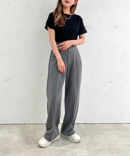 apres jour mignon(アプレジュールミニョン)の「カットジャガードTシャツ【ZOZOTOWN限定アイテム】(Tシャツ/カットソー・レディース・ブラック/アイボリー/グリーン・X-LARGE/フリー)」の17枚目の写真