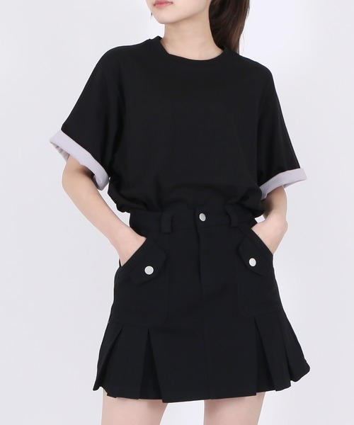 Figments(フィグメンツ)の「RVスリーブ刺繍ロゴT(Tシャツ/カットソー・レディース・グレー/オフホワイト/グリーン・SMALL/MEDIUM)」の2枚目の写真