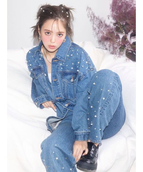 CALNAMUR（カルナムール）の「ビジューストレートデニムパンツ（デニムパンツ・レディース・ブルー・SMALL/MEDIUM）」の8枚目の写真