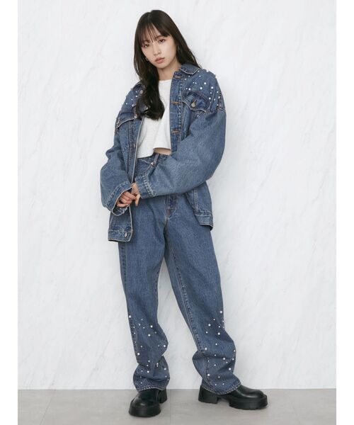 CALNAMUR（カルナムール）の「ビジューストレートデニムパンツ（デニムパンツ・レディース・ブルー・SMALL/MEDIUM）」の6枚目の写真