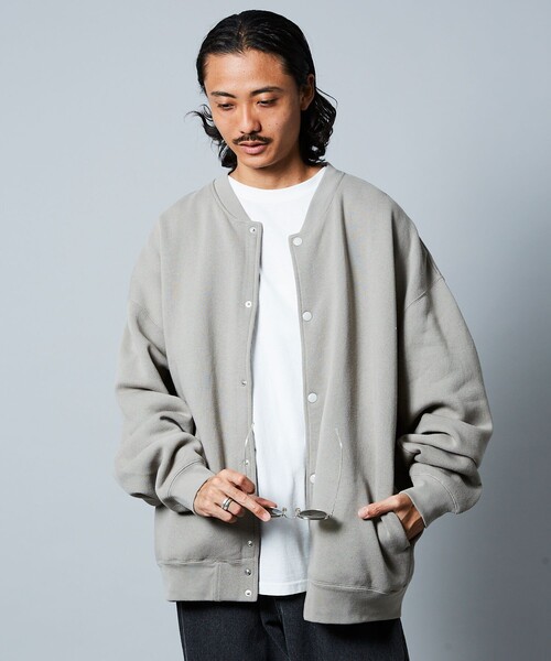 FREAK'S STORE(フリークスストア)の「限定展開 ビッグシルエット スウェット スナップカーディガン/裏起毛(カーディガン/ボレロ・メンズ・オリーブ/ブラック/グレイッシュベージュ/ネイビー/アッシュグレー・MEDIUM/X-LARGE/LARGE/SMALL)」の7枚目の写真