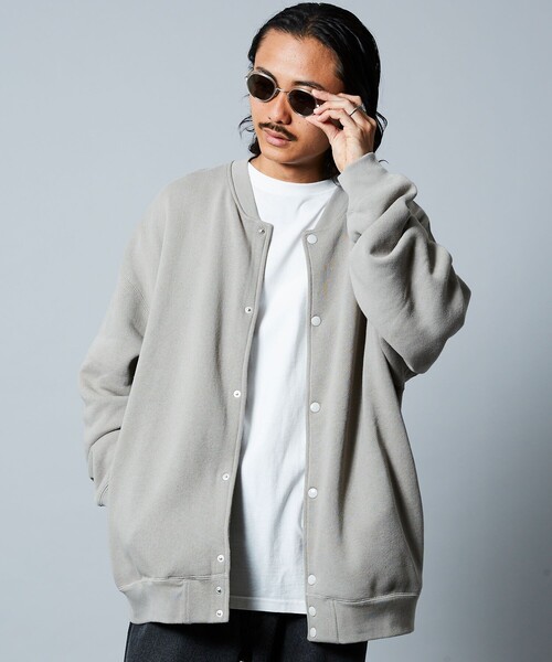 FREAK'S STORE(フリークスストア)の「限定展開 ビッグシルエット スウェット スナップカーディガン/裏起毛(カーディガン/ボレロ・メンズ・オリーブ/ブラック/グレイッシュベージュ/ネイビー/アッシュグレー・MEDIUM/X-LARGE/LARGE/SMALL)」の10枚目の写真