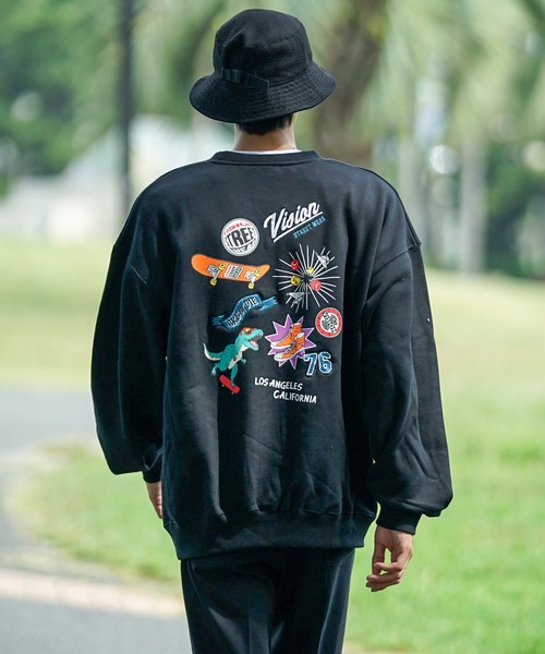 VISION STREET WEAR(ヴィジョンストリートウェア)の「【VISION STREET WEAR/ビジョンストリートウェア】 バックプリント バック刺繍 裏毛 クルーネック トレーナー スウェット(スウェット・メンズ・ブラック/杢グレー/ブルー/ブラウン・MEDIUM/LARGE/X-LARGE)」の8枚目の写真