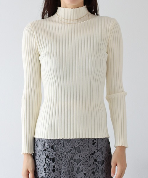 BLUEEAST（ブルーイースト）の「配色＆無地ワイドリブハイネックニット（ニット/セーター・レディース・レッド/ブラック/ベージュ系/グリーン系/アイボリー・MEDIUM）」の12枚目の写真