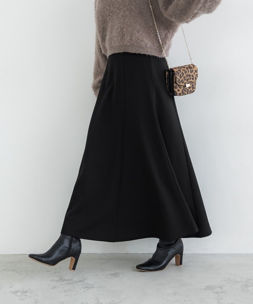coca（coca）（コカ）の「裏起毛カットカルゼマーメイドスカート（スカート・レディース・ブラック/アイボリー・M/L）」の2枚目の写真