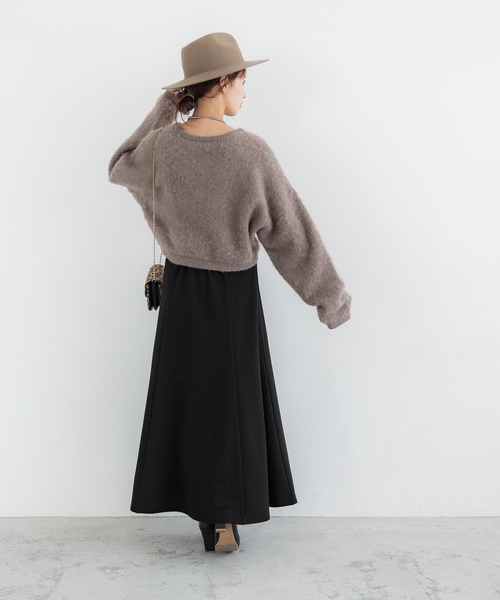 coca（coca）（コカ）の「裏起毛カットカルゼマーメイドスカート（スカート・レディース・ブラック/アイボリー・M/L）」の4枚目の写真