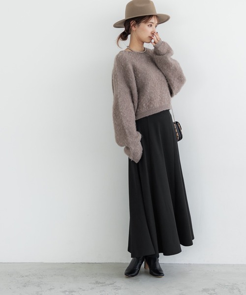 coca（coca）（コカ）の「裏起毛カットカルゼマーメイドスカート（スカート・レディース・ブラック/アイボリー・M/L）」の5枚目の写真