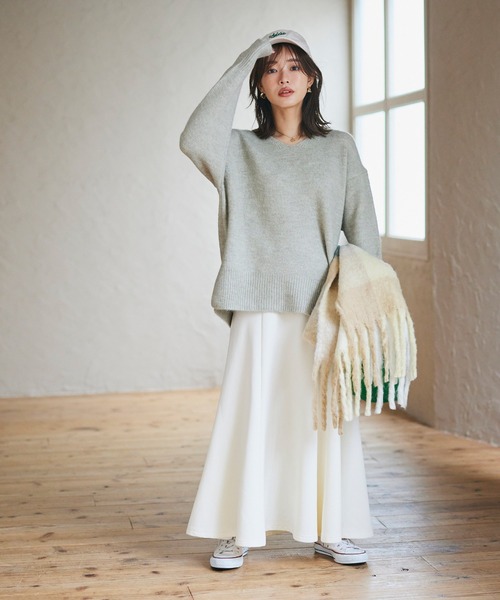 coca（coca）（コカ）の「裏起毛カットカルゼマーメイドスカート（スカート・レディース・ブラック/アイボリー・M/L）」の7枚目の写真