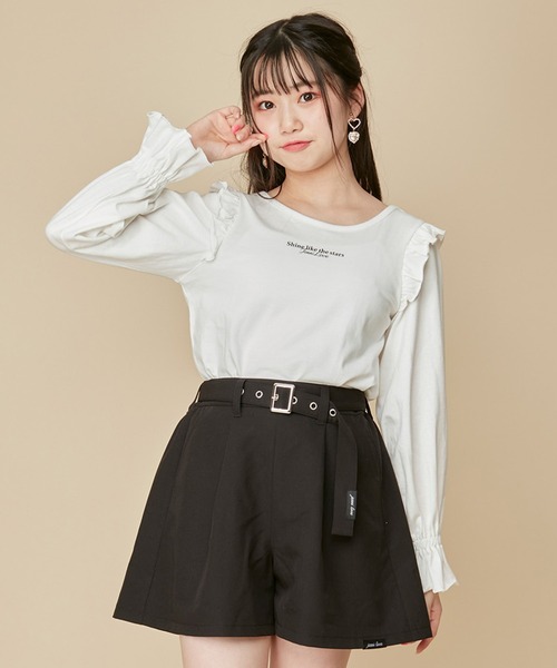 JENNI love（ジェニィラブ）の「【コットン100％】バックリボン肩フリルロンT（Tシャツ/カットソー・キッズ・サックスブルー/ブラック/オフホワイト・130cm/140cm/150cm/160cm）」の2枚目の写真