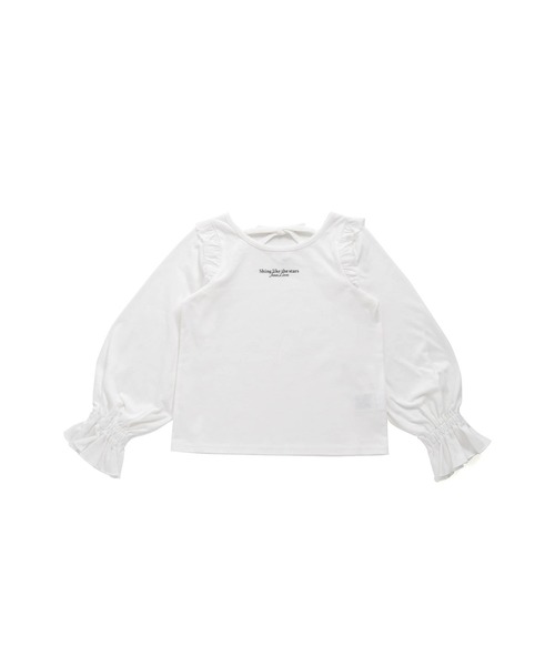 JENNI love（ジェニィラブ）の「【コットン100％】バックリボン肩フリルロンT（Tシャツ/カットソー・キッズ・サックスブルー/ブラック/オフホワイト・130cm/140cm/150cm/160cm）」の4枚目の写真