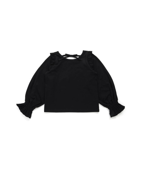 JENNI love（ジェニィラブ）の「【コットン100％】バックリボン肩フリルロンT（Tシャツ/カットソー・キッズ・サックスブルー/ブラック/オフホワイト・130cm/140cm/150cm/160cm）」の7枚目の写真