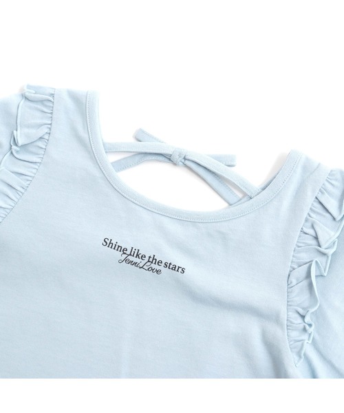JENNI love（ジェニィラブ）の「【コットン100％】バックリボン肩フリルロンT（Tシャツ/カットソー・キッズ・サックスブルー/ブラック/オフホワイト・130cm/140cm/150cm/160cm）」の10枚目の写真