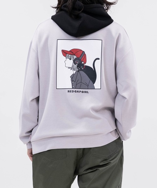 Red Cap Girl(レッドキャプガール)の「【a-r】〔Red Cap Girl/レッドキャップガール〕シルクタッチダンボールニット イラストプリント ツートーンパーカー(パーカー・メンズ・ホワイト/ブラック/ブルー/グレイッシュベージュ/グレー/ブラック系その他/ブルー系その他/ホワイト系その他/ホワイト系1/ブラック系1/ベージュ系1/ブルー系1/ブラック系2/ホワイト系2/グレー系1/ピンク/ホワイト系その他2/チャコールグレー/ブラック系3/ブルー系3/ホワイト系3/ライトグレー系3・MEDIUM/LARGE)」の14枚目の写真