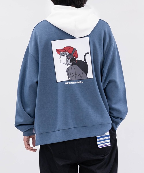 Red Cap Girl(レッドキャプガール)の「【a-r】〔Red Cap Girl/レッドキャップガール〕シルクタッチダンボールニット イラストプリント ツートーンパーカー(パーカー・メンズ・ホワイト/ブラック/ブルー/グレイッシュベージュ/グレー/ブラック系その他/ブルー系その他/ホワイト系その他/ホワイト系1/ブラック系1/ベージュ系1/ブルー系1/ブラック系2/ホワイト系2/グレー系1/ピンク/ホワイト系その他2/チャコールグレー/ブラック系3/ブルー系3/ホワイト系3/ライトグレー系3・MEDIUM/LARGE)」の21枚目の写真