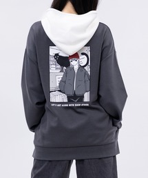 Red Cap Girl | 【a-r】〔Red Cap Girl/レッドキャップガール〕シルクタッチダンボールニット イラストプリント ツートーンパーカー(パーカー)