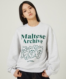 【WaiKei 】マルチーズ アーカイブ ライン グラフィック スウェットTシャツ / Maltese archive line graphic sweatshirts