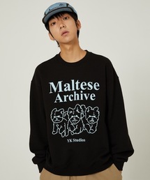 【WaiKei 】マルチーズ アーカイブ ライン グラフィック スウェットTシャツ / Maltese archive line graphic sweatshirts