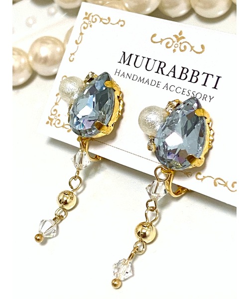 tone(トーン)の「【MUURABBTI】雫ビジューとスワロフスキーのイヤリング(MA)(イヤリング・レディース・コバルトブルー/エメラルドブルー/バイオレット・FREE)」の13枚目の写真