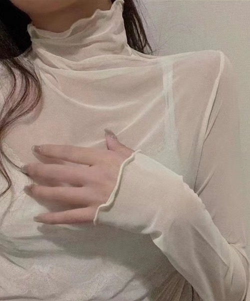 N.s(エヌドットエス)の「シースルーハイネックシアーインナーカットソー(Tシャツ/カットソー・レディース・アイボリー/ブラック・FREE)」の3枚目の写真