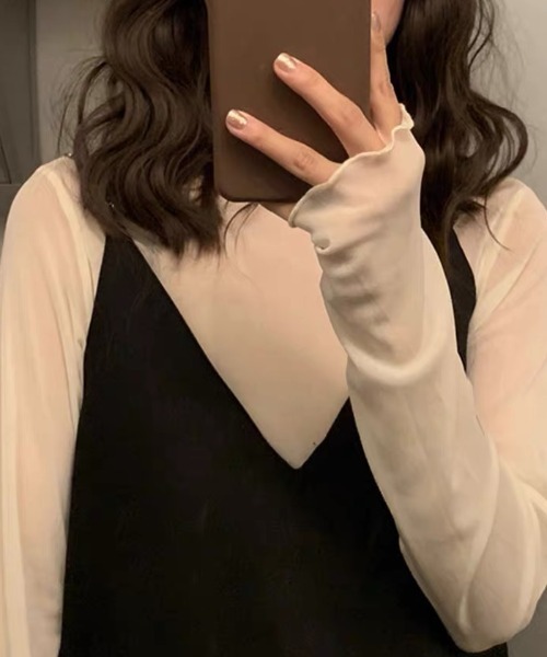 N.s(エヌドットエス)の「シースルーハイネックシアーインナーカットソー(Tシャツ/カットソー・レディース・アイボリー/ブラック・FREE)」の5枚目の写真