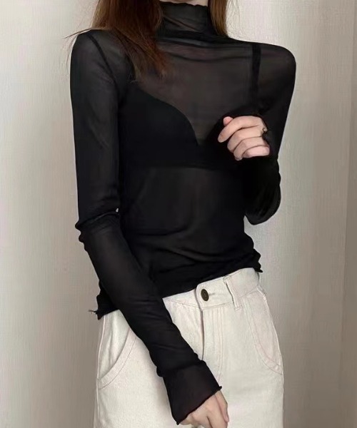 N.s(エヌドットエス)の「シースルーハイネックシアーインナーカットソー(Tシャツ/カットソー・レディース・アイボリー/ブラック・FREE)」の7枚目の写真