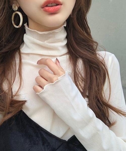 N.s(エヌドットエス)の「シースルーハイネックシアーインナーカットソー(Tシャツ/カットソー・レディース・アイボリー/ブラック・FREE)」の12枚目の写真