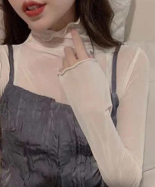 N.s(エヌドットエス)の「シースルーハイネックシアーインナーカットソー(Tシャツ/カットソー・レディース・アイボリー/ブラック・FREE)」の14枚目の写真