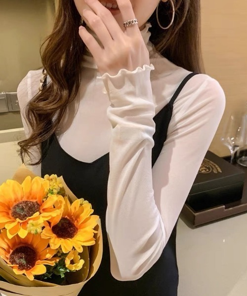 N.s(エヌドットエス)の「シースルーハイネックシアーインナーカットソー(Tシャツ/カットソー・レディース・アイボリー/ブラック・FREE)」の17枚目の写真