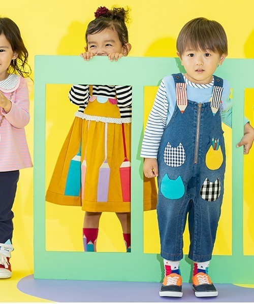 baby cheer(ベイビーチアー)の「えんぴつデニムサロペット(サロペット/オーバーオール・キッズ・ネイビー・80-90cm/100-110cm/110-120cm/90-100cm)」の2枚目の写真