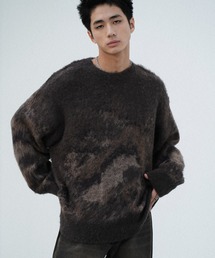 MOHAIR BLEND JACQUARD SHAGGY KNIT