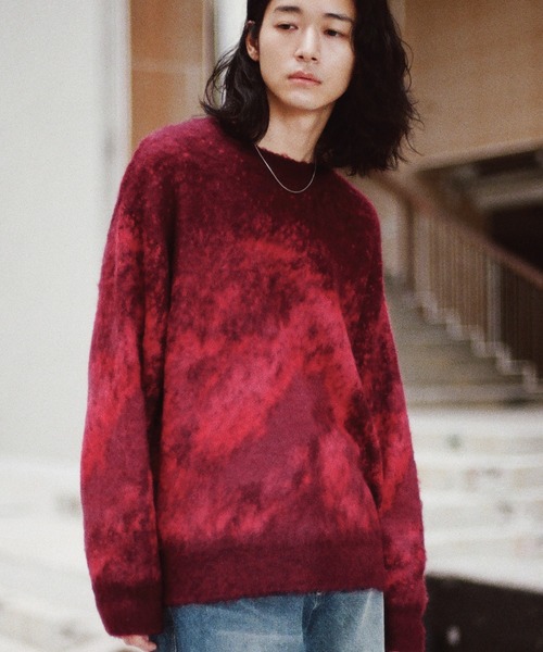 WYM LIDNM(ウィム バイ リドム)の「MOHAIR BLEND JACQUARD SHAGGY KNIT(ニット/セーター・メンズ・ダークブルー/チャコール/キャメル/グレー/グレイッシュブルー/ブラウン系/オリーブ系/ブラウン系2/ボルドー/アッシュブラウン/レッド系/グレイッシュベージュ・S/M/L)」の12枚目の写真