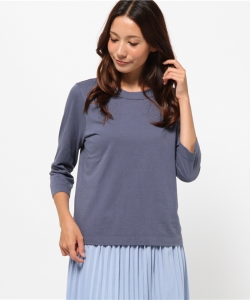 homspun（ホームスパン）の「homspun / 7分丈Tシャツ（Tシャツ/カットソー・レディース・チャコールグレー/ブルー系その他・MEDIUM）」の2枚目の写真