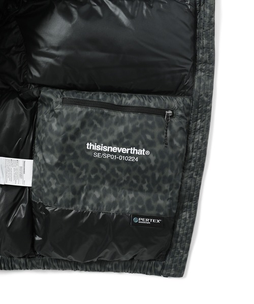 thisisneverthat 黒ヒョウ柄ダウン thisisneverthat（ディスイズネバーザット）の「PERTEX T Down
