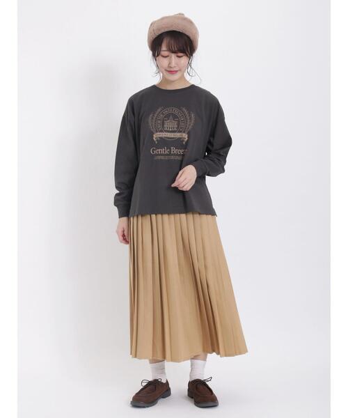 Samansa Mos2（サマンサ モスモス）の「プリントアソートロングTシャツ（Tシャツ/カットソー・レディース・チャコールグレー/ベージュ/オフホワイト/キナリ・F）」の21枚目の写真