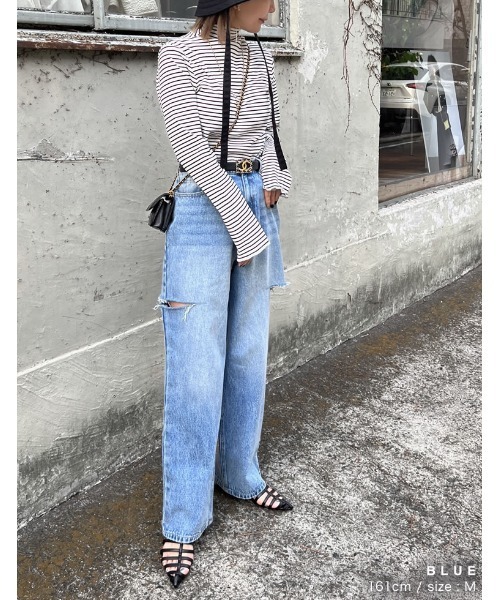 Re:EDIT（リエディ）の「デニムパンツ（デニムパンツ・レディース・ライトブルー・SHORT）」の4枚目の写真