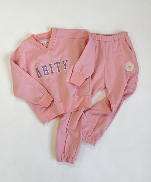 aBity select(アビティセレクト)の「マーガレット刺しゅうワッペン センタープレススウェットパンツ(スウェットパンツ・キッズ・チャコールグレー/杢グレー/ピンク・90/110/120/100)」の16枚目の写真