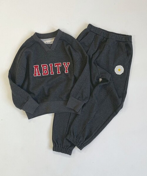 aBity select(アビティセレクト)の「マーガレット刺しゅうワッペン センタープレススウェットパンツ(スウェットパンツ・キッズ・チャコールグレー/杢グレー/ピンク・90/110/120/100)」の18枚目の写真