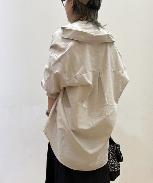 Grand PARK（グランドパーク）の「爽やか吸水速乾　リネン　長袖シャツ（シャツ/ブラウス・レディース・ナチュラル/ミント/ネイビー/イエロー/ホワイト・FREE）」の3枚目の写真