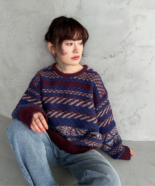 Shionカフネ♡フェザージャガードVネックプルオーバー Shionカフネ♡フェザージャガードVネックプルオーバー Shion様