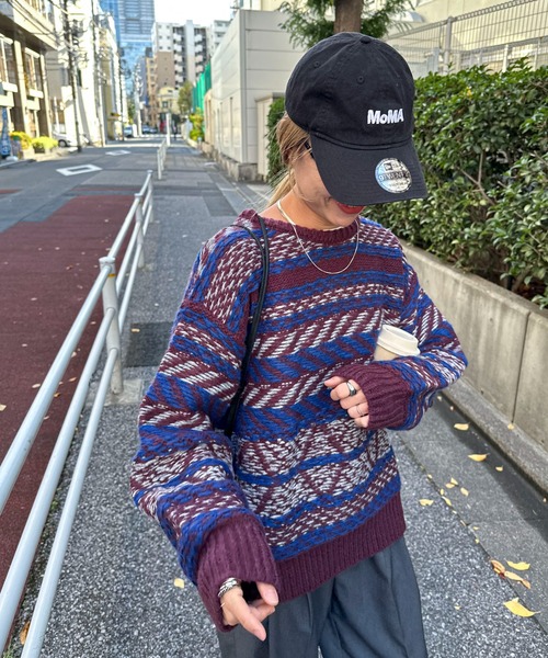 feepur(フェピュール)の「【ハンドウォッシャブル】幾何柄ジャガードニット(ニット/セーター・レディース・杢グレー/レッド/アイボリー・MEDIUM)」の13枚目の写真