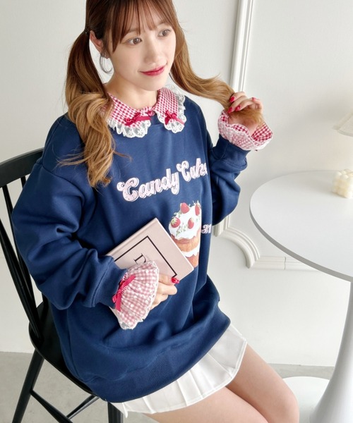 Loueme(ルエム)の「ギンガムチェックハートボタンフリルブラウス(シャツ/ブラウス・レディース・ブラック/ライトブルー/レッド/ピンク・FREE)」の7枚目の写真