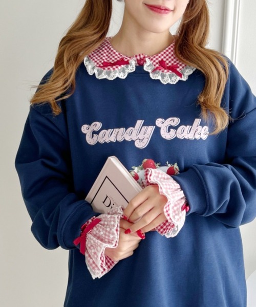 Loueme(ルエム)の「ギンガムチェックハートボタンフリルブラウス(シャツ/ブラウス・レディース・ブラック/ライトブルー/レッド/ピンク・FREE)」の5枚目の写真