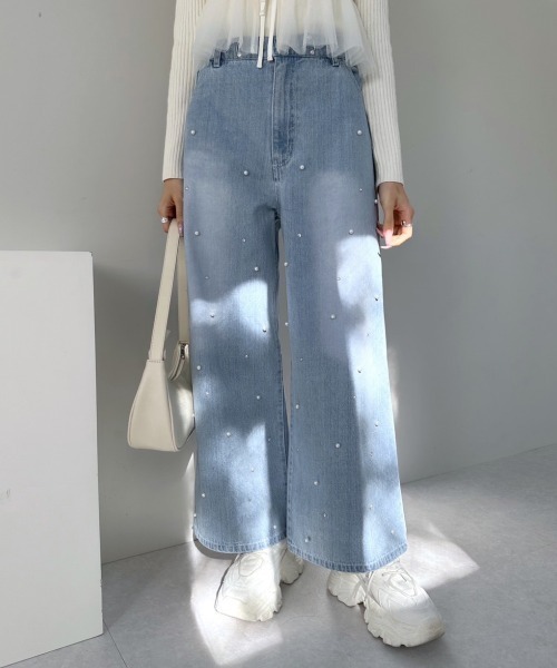 OLIVE des OLIVE（オリーブデオリーブ）の「2WAYライズキラキラハートデニムパンツ　1041030020（デニムパンツ・レディース・ブルー/ブルー系その他・SMALL/MEDIUM）」の6枚目の写真