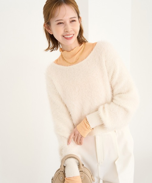 ROPE' PICNIC(ロペピクニック)の「シャギーニットショート丈プルオーバー(ニット/セーター・レディース・キナリ/ブルー系その他4/ピンク系その他2/ピンク・38)」の6枚目の写真