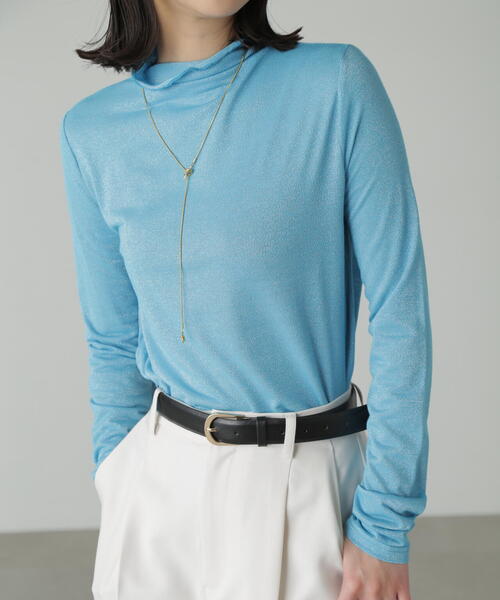 FREE'S MART(フリーズマート)の「ラメシアーハイネックカットソー(Tシャツ/カットソー・レディース・ブラック/ブルー/ホワイト・FREE)」の3枚目の写真