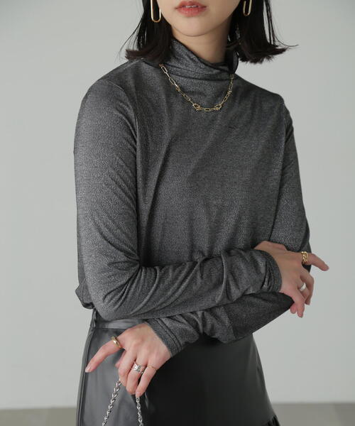 FREE'S MART(フリーズマート)の「ラメシアーハイネックカットソー(Tシャツ/カットソー・レディース・ブラック/ブルー/ホワイト・FREE)」の5枚目の写真