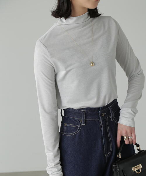 FREE'S MART(フリーズマート)の「ラメシアーハイネックカットソー(Tシャツ/カットソー・レディース・ブラック/ブルー/ホワイト・FREE)」の13枚目の写真