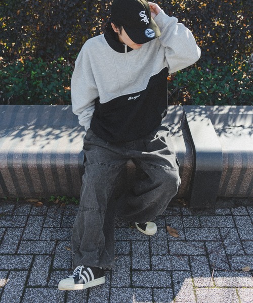 kutir（クティール）の「配色切替ハーフジップスウェット（スウェット・メンズ・ネイビー/ブラック・MEDIUM/LARGE）」の6枚目の写真