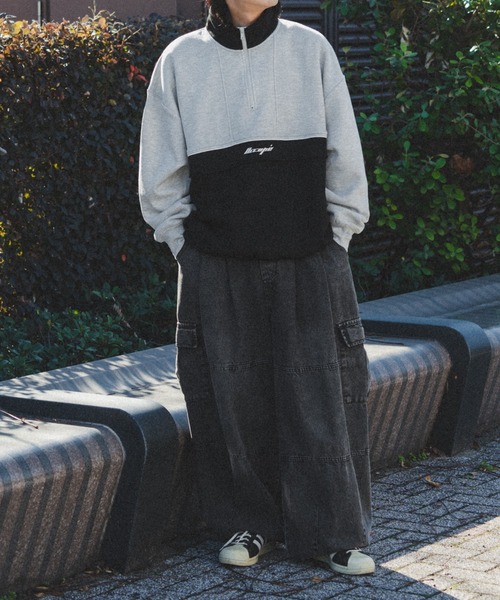 kutir（クティール）の「配色切替ハーフジップスウェット（スウェット・メンズ・ネイビー/ブラック・MEDIUM/LARGE）」の8枚目の写真